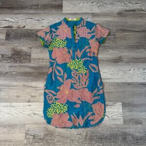 Vintage Y2K Cotton Embroidered Tunic Mini Dress Boho Fairy Folk Indian Art S